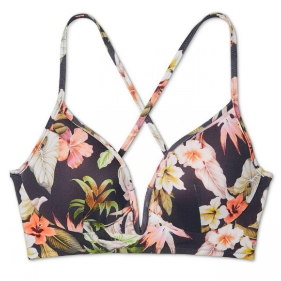Shade & Shore Other - FLORAL Plunge V-Wire Underwire Bikini Top NWOT